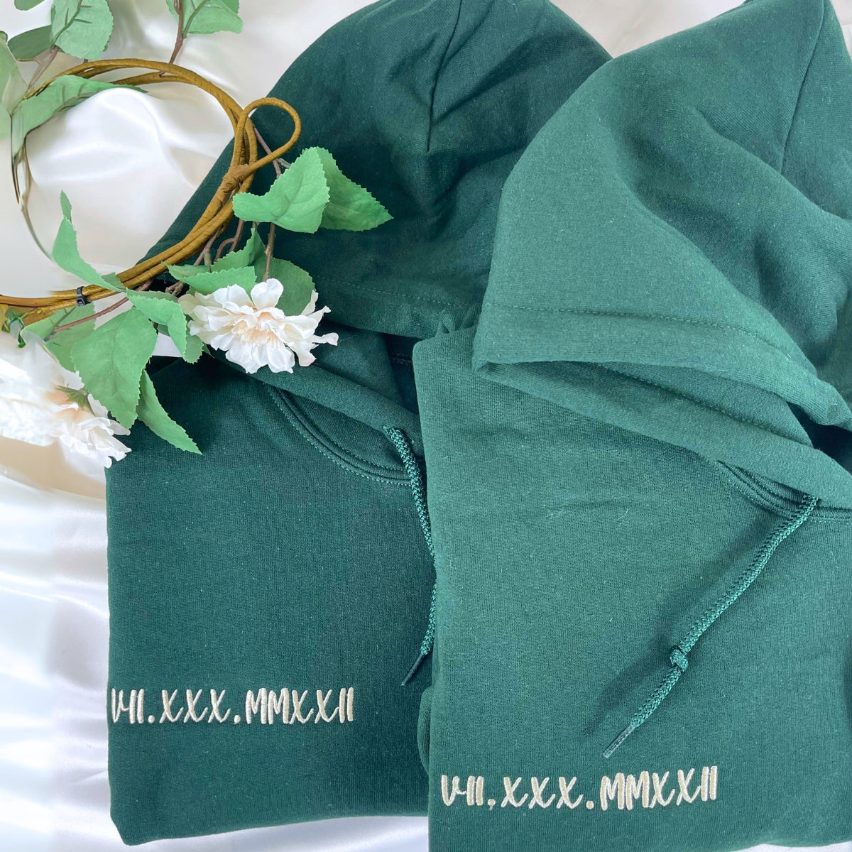 Personalized Wedding Anniversary Gift with Embroidered Roman Numerals Sweatshirt or Hoodie