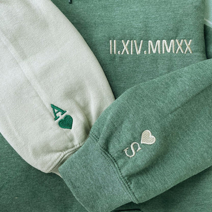 Personalized Wedding Anniversary Gift with Embroidered Roman Numerals Sweatshirt or Hoodie