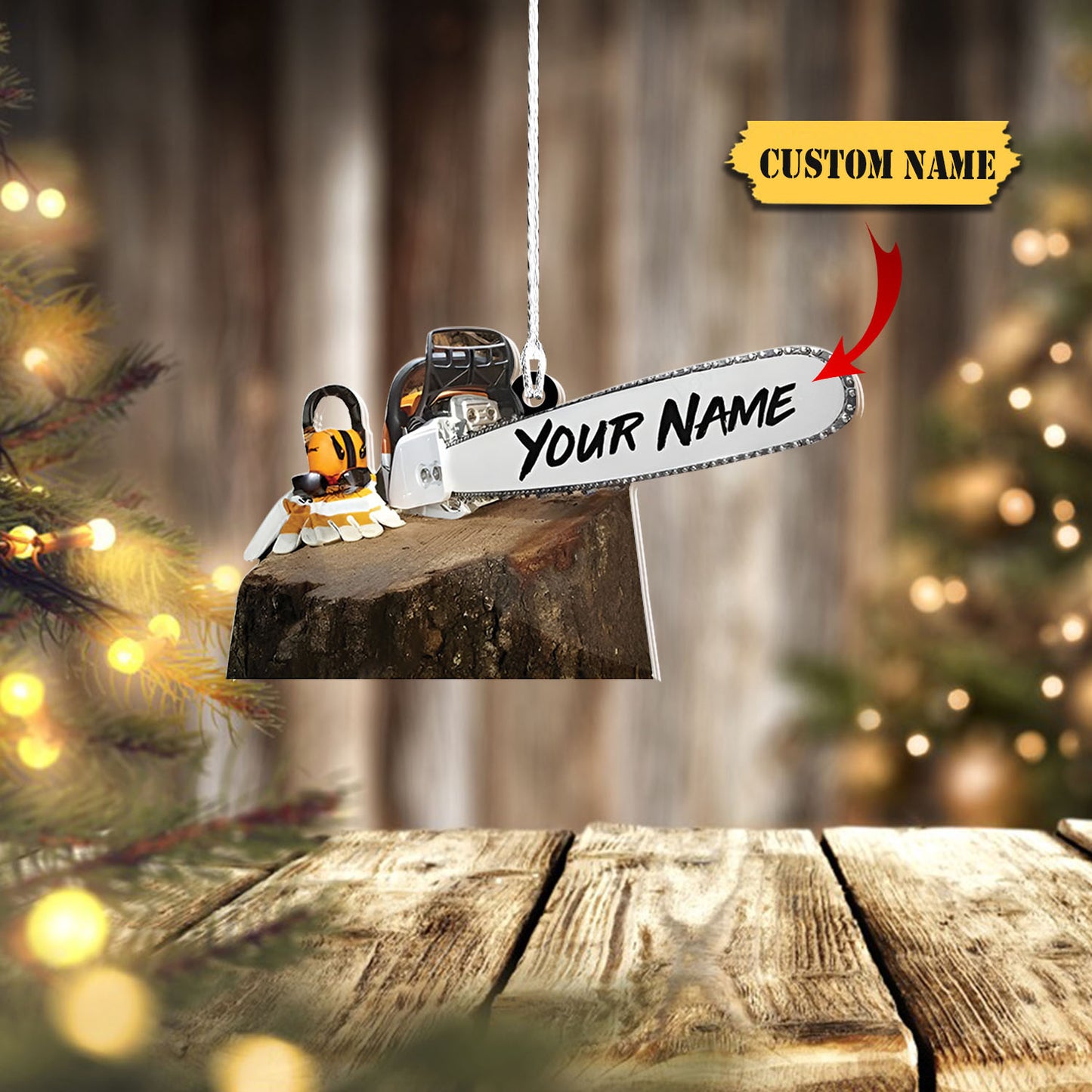 Ainm pearsanta Ornáide Arborist, bronntanas Nollag ornáid aicrileach múnlaithe saincheaptha