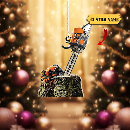 Ainm pearsanta Ornáid Arborist, bronntanas Nollag ornáid aicrileach múnlaithe saincheaptha, Bronntanas Ornáide