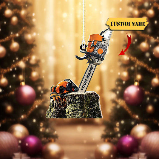 Ainm pearsanta Ornáid Arborist, bronntanas Nollag ornáid aicrileach múnlaithe saincheaptha, Bronntanas Ornáide