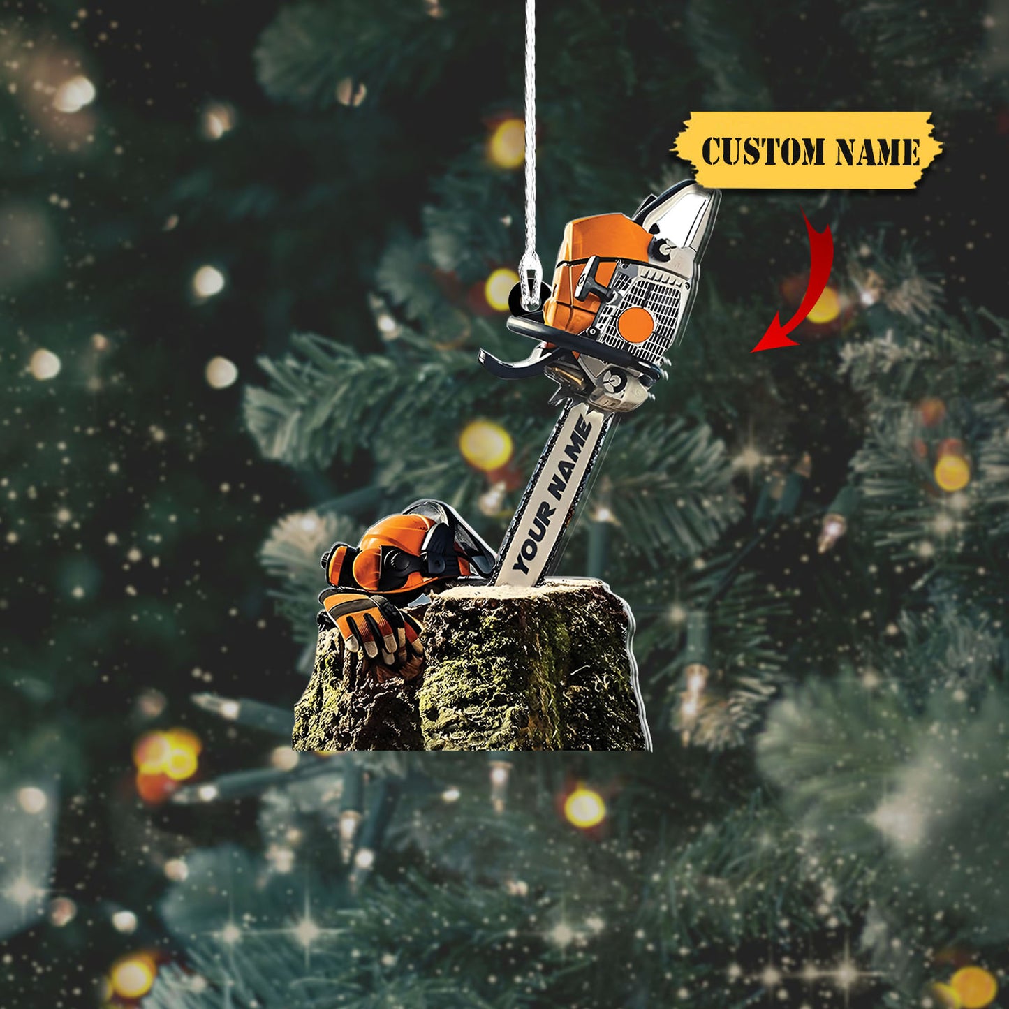 Ainm pearsanta Ornáid Arborist, bronntanas Nollag ornáid aicrileach múnlaithe saincheaptha, Bronntanas Ornáide