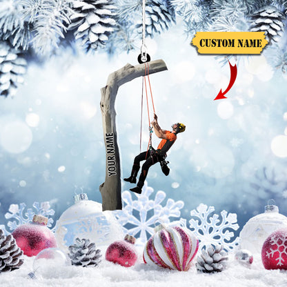 Ainm pearsanta Ornáide Arborist, bronntanas Nollag ornáid aicrileach múnlaithe saincheaptha, Ornáide Dó