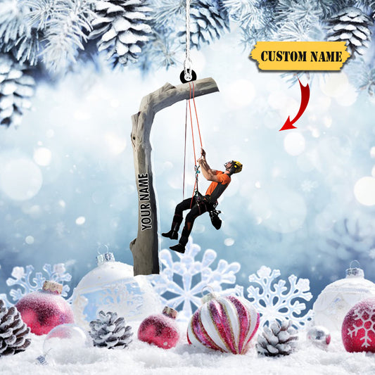 Ainm pearsanta Ornáide Arborist, bronntanas Nollag ornáid aicrileach múnlaithe saincheaptha, Ornáide Dó