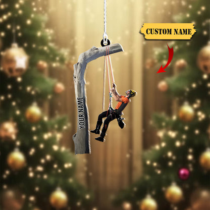 Ainm pearsanta Ornáide Arborist, bronntanas Nollag ornáid aicrileach múnlaithe saincheaptha, Ornáide Dó