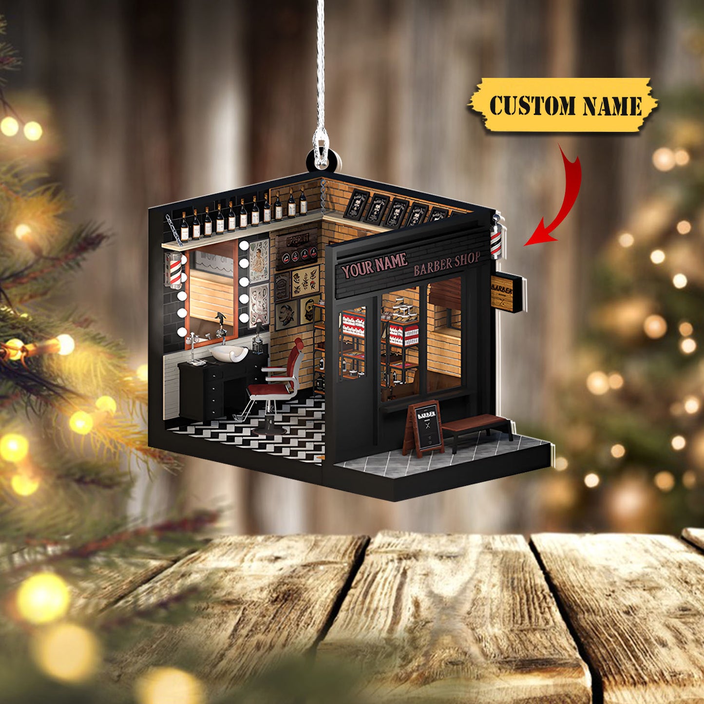 Ainm pearsanta Ornáide Bearbóir, bronntanas Nollag ornáid aicrileach múnlaithe saincheaptha