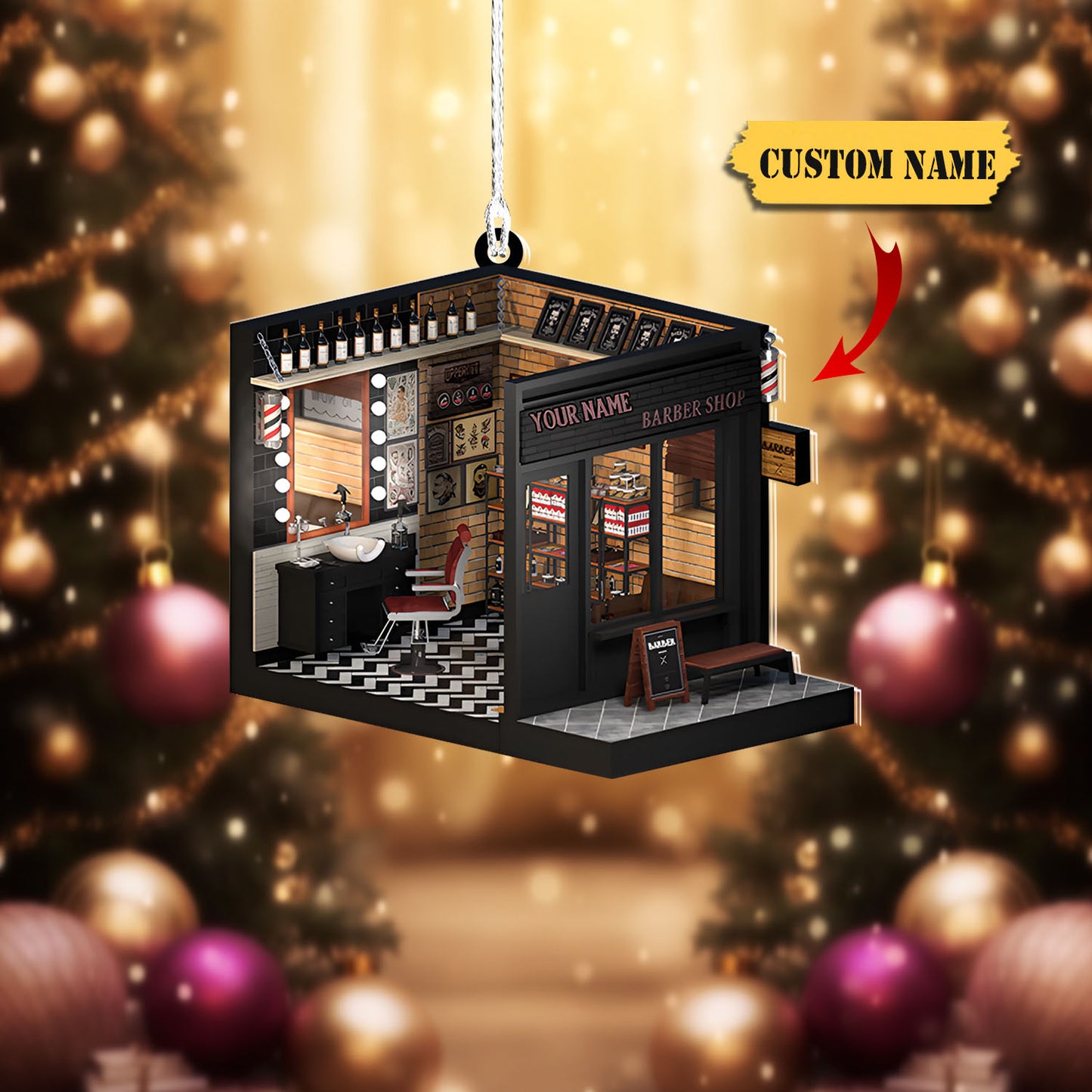 Ainm pearsanta Ornáide Bearbóir, bronntanas Nollag ornáid aicrileach múnlaithe saincheaptha