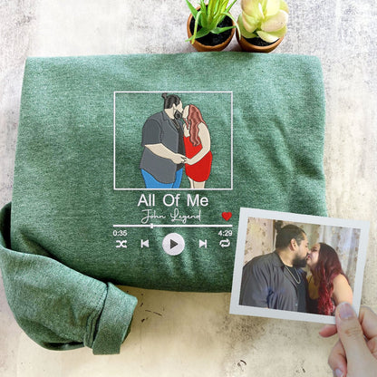 Photo Music Player Sweatshirt or Hoodie, Custom Embroidered Unique Gift Ideas For Couples