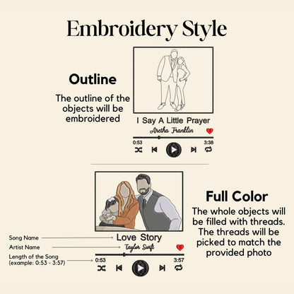 Photo Music Player Sweatshirt or Hoodie, Custom Embroidered Unique Gift Ideas For Couples