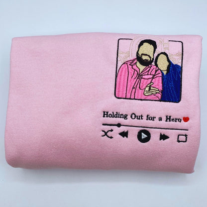 Photo Music Player Sweatshirt or Hoodie, Custom Embroidered Unique Gift Ideas For Couples