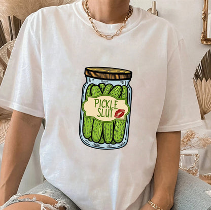 Léine Tee Pickle Slut, Léine Pickles Stánaithe, Lovers Pickle, Ealaín Pickle, Priontáil Pickle, Smaointe Bronntanais Mhór Fir Mná