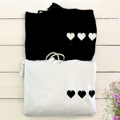 Pixel Hearts Sweatshirt or Hoodie, Custom Embroidered Valentine's Day Gifts For Her Him