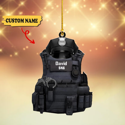 Custom Uniform Police Personalized Flat Acrylic Ornament, Police Xmas Tree Decorations, Ornament Christmas, Ornament For Gift