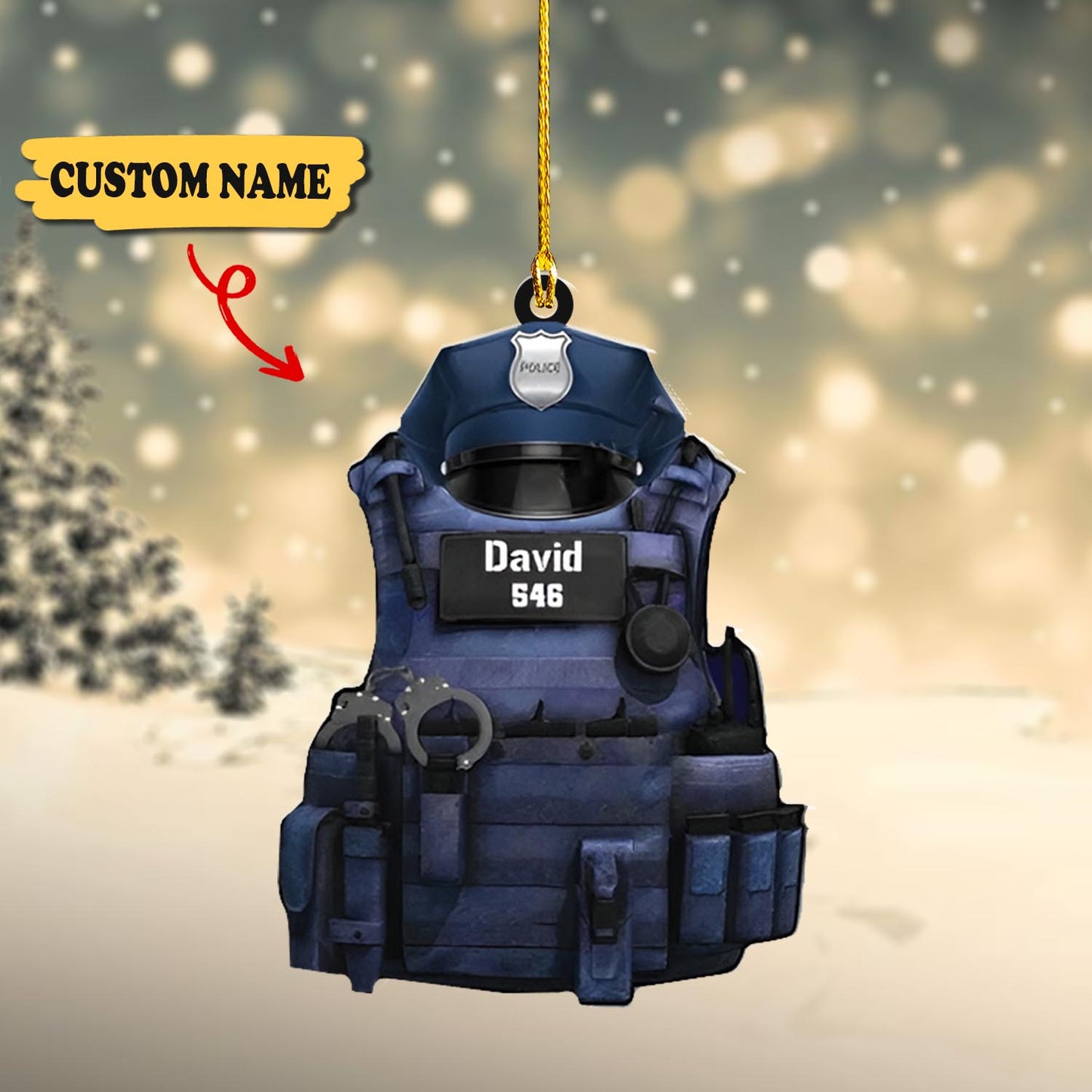 Custom Uniform Police Personalized Flat Acrylic Ornament, Police Xmas Tree Decorations, Ornament Christmas, Ornament For Gift