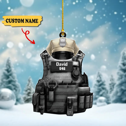 Custom Uniform Police Personalized Flat Acrylic Ornament, Police Xmas Tree Decorations, Ornament Christmas, Ornament For Gift