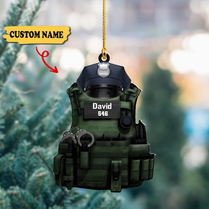 Custom Uniform Police Personalized Flat Acrylic Ornament, Police Xmas Tree Decorations, Ornament Christmas, Ornament For Gift