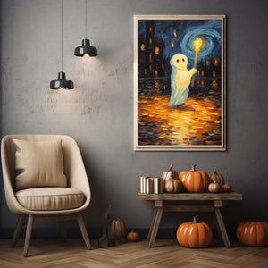 Ghost Holding A Torch Print Poster, Gothic art Poster, Art Poster Print, Haunting Ghost, Halloween Decor, Spooky Gothic Printable, Wall Decor