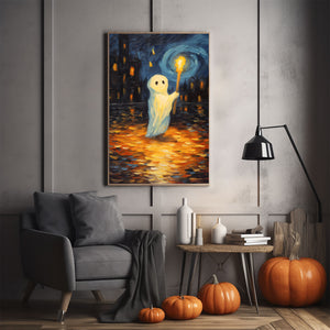 Ghost Holding A Torch Print Poster, Gothic art Poster, Art Poster Print, Haunting Ghost, Halloween Decor, Spooky Gothic Printable, Wall Decor