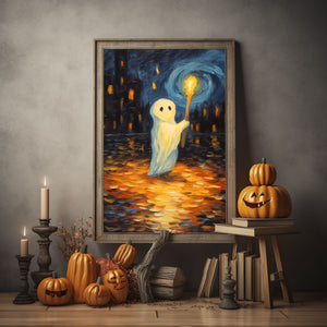 Ghost Holding A Torch Print Poster, Gothic art Poster, Art Poster Print, Haunting Ghost, Halloween Decor, Spooky Gothic Printable, Wall Decor