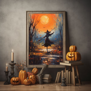 Witch In The Creek Canvas Print, Witch Decor, Vintage Canvas, Art Poster Print,Halloween Decor, Gothic Victorian,Dark Academia,Oil Painting Art