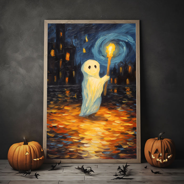 Ghost Holding A Torch Print Poster, Gothic art Poster, Art Poster Print, Haunting Ghost, Halloween Decor, Spooky Gothic Printable, Wall Decor