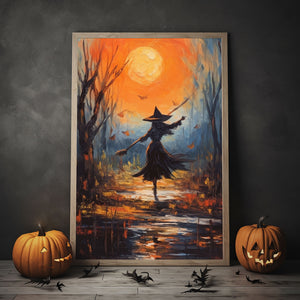Witch In The Creek Canvas Print, Witch Decor, Vintage Canvas, Art Poster Print,Halloween Decor, Gothic Victorian,Dark Academia,Oil Painting Art