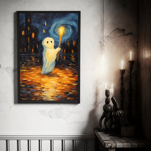 Ghost Holding A Torch Print Poster, Gothic art Poster, Art Poster Print, Haunting Ghost, Halloween Decor, Spooky Gothic Printable, Wall Decor