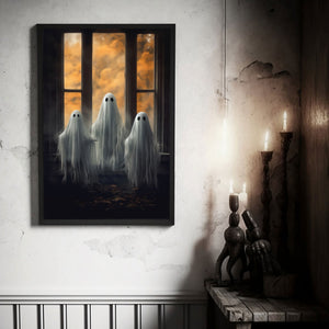 Ghost Family Print Poster, Halloween Poster, Art Poster Print, Dark Academia, Gothic Retro, Halloween Decor, Cute Ghost Poster