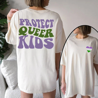 Cosain Léine Dathanna Compord Leanaí Trasna, Cosain Léinte Queer Páistí, Léine LGBTQ+, Léine Cearta Trasna, Bronntanas Queer, léine Tí Mí Bród