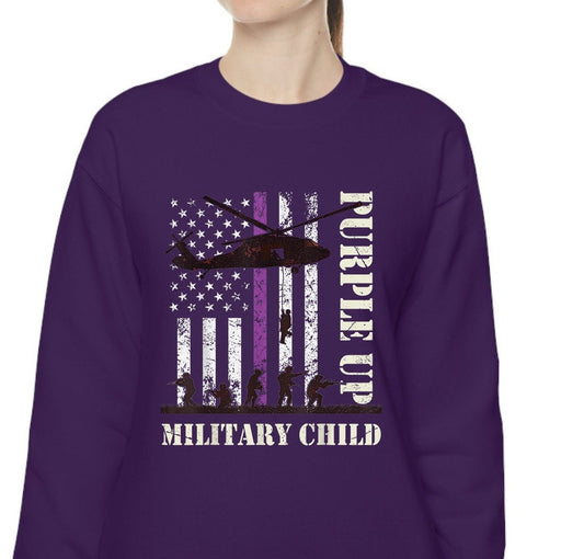 Purple Up For Military Child Sweatshirt, Month Of The Military Awareness Shirts For Gift, Purple Up Military Kids T-shirts For Kids Gift