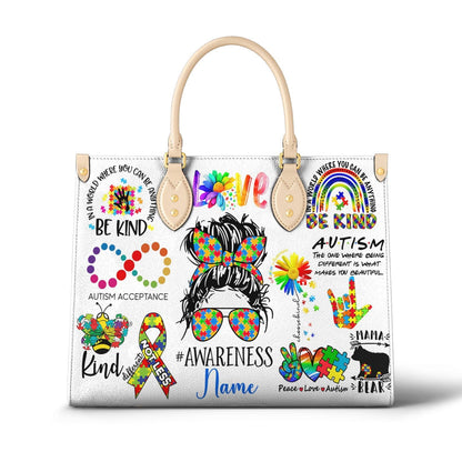 Lorva Personalized Autism Leather Bag Happy Mom