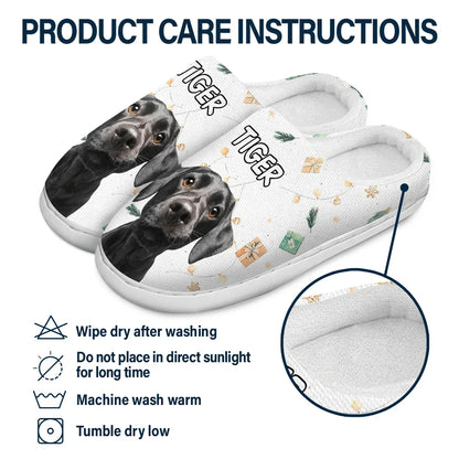 Custom Photo Pet Face Christmas Theme - Personalized Fluffy Slippers