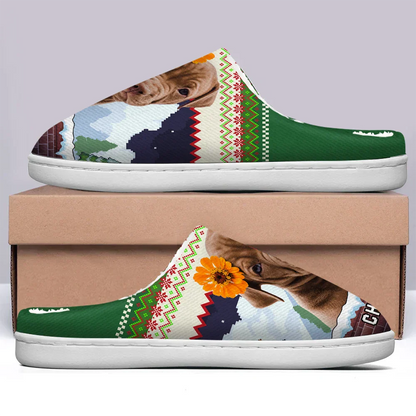 Custom Photo Face Christmas Theme - Personalized Fluffy Slippers