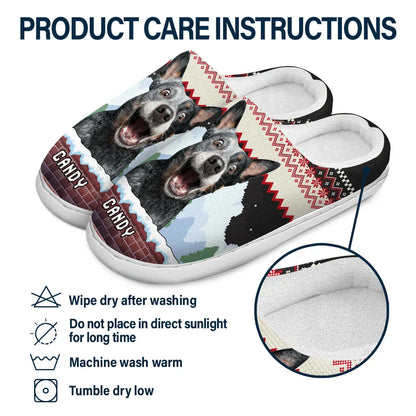 Custom Photo Face Christmas Theme - Personalized Fluffy Slippers