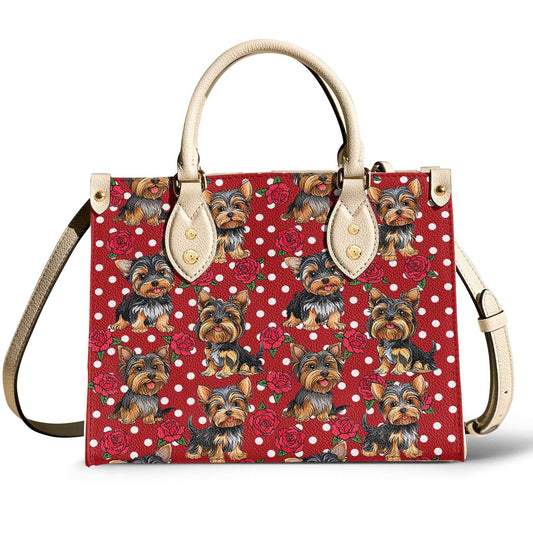 Leather Bag Rosy Yorkie Charm
