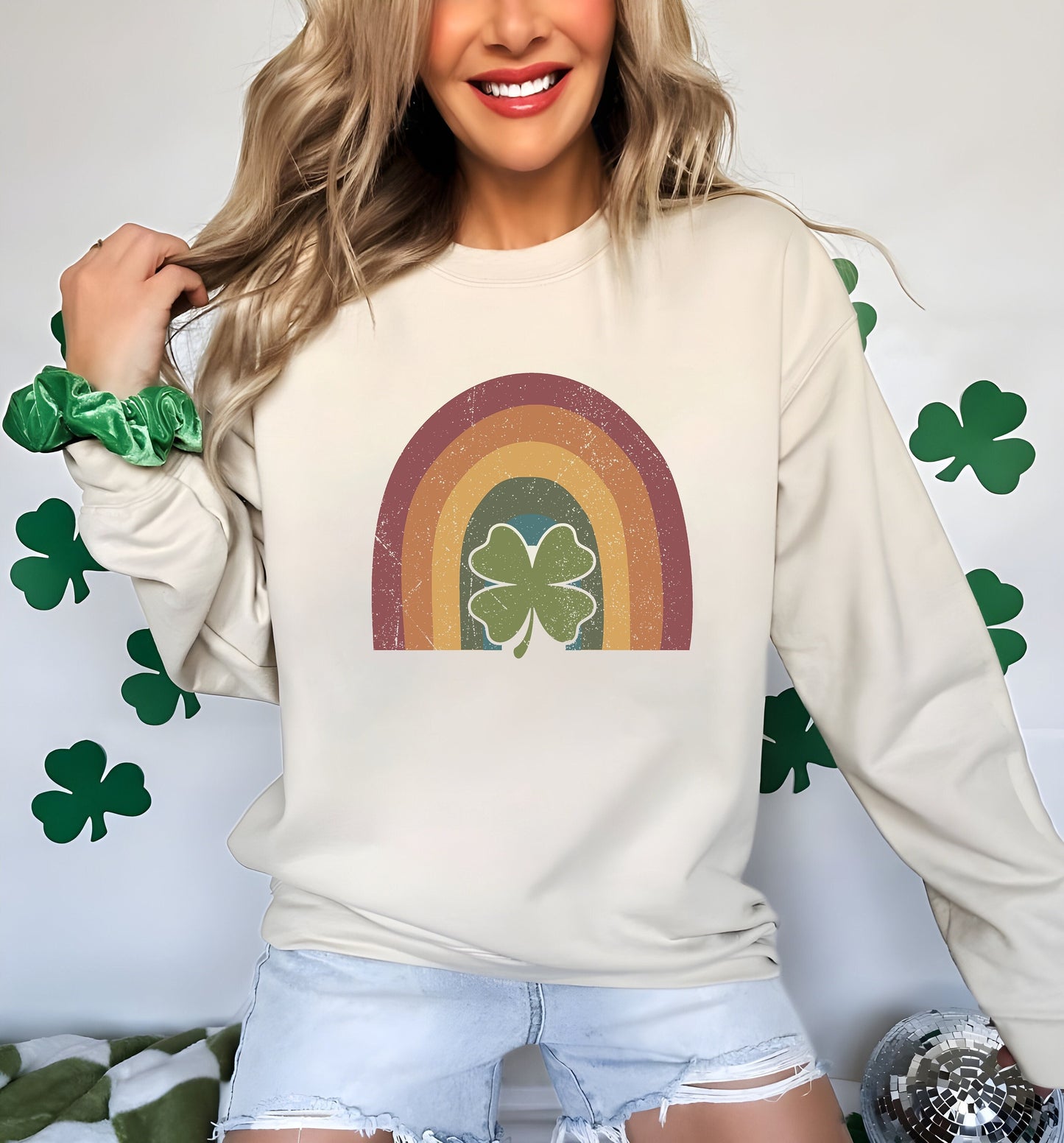 Geansaí Bogha Ceatha, Geansaí Lucky, Sweatshirt Seamair, Léine Lá Fhéile Pádraig, Labhrán Phádraig, Geansaí Saoire Simplí, Lucky