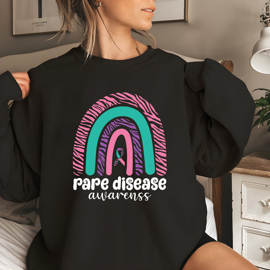Rare Disease Awareness T-shirt, Rare Disease Rainbow Sweatshirt, Zebra Ribbon Tee, Zebra Rainbow Rare Disease Shirt, Rare Disease Day Shirt