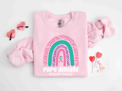 Rare Disease Awareness T-shirt, Rare Disease Rainbow Sweatshirt, Zebra Ribbon Tee, Zebra Rainbow Rare Disease Shirt, Rare Disease Day Shirt