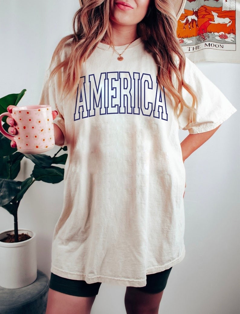 Léine Retro America, Meiriceá An Álainn, Léine 4 Iúil, Ceathrú Iúil, Bronntanas Patriotic USA, Léine FL-lag SAM, léine Mheiriceá