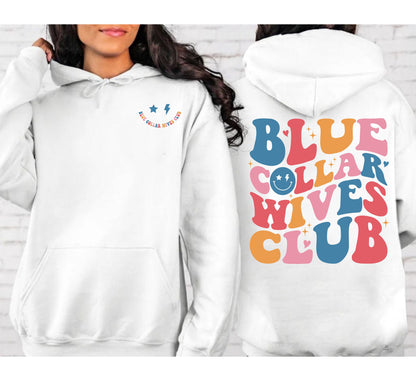 Retro Blue Collar Wives Club Sweatshirt, Spoiled Wife Shirt, Collar Wife Tee, Blue Collar Hoodie, Mother Day Funny Gift