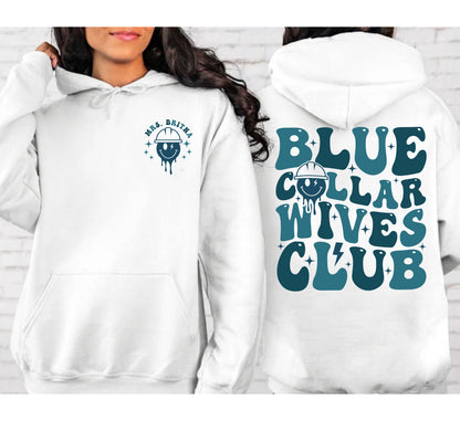 Retro Blue Collar Wives Club Sweatshirt, Personalized Spoiled Wife Shirt, Collar Wife Tee, Blue Collar Hoodie, Mother Day Funny Gift