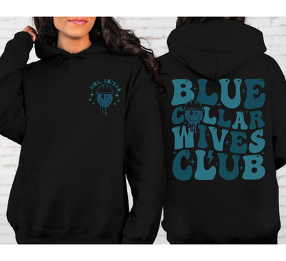 Retro Blue Collar Wives Club Sweatshirt, Personalized Spoiled Wife Shirt, Collar Wife Tee, Blue Collar Hoodie, Mother Day Funny Gift