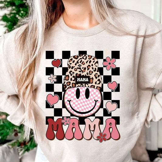 Retro Mama Shirt, Checkered Mama Sweatshirt, Motherâ€™s Day Gift, Mom Hoodie,Mama Shirt,Pregnancy Announcement Shirt,Motherhood Shirt