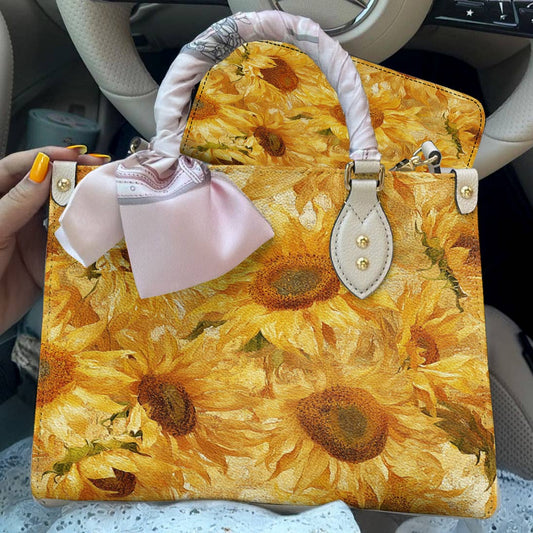 Leather Bag Sun Sunflower