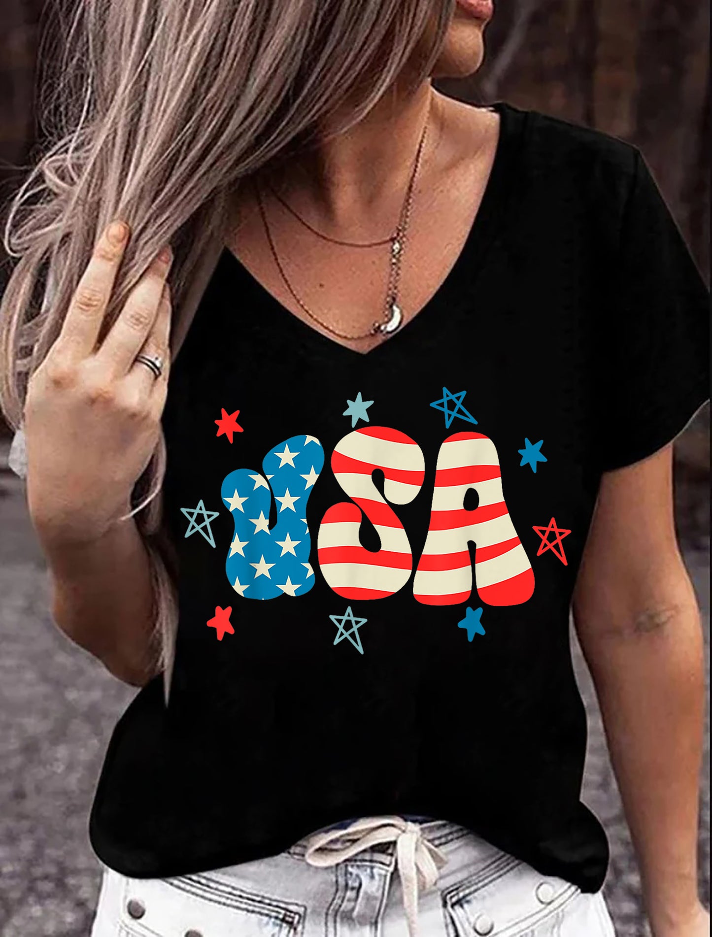 Red White and Blue, America Tee