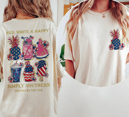 T-Léinte Dearg, Bán &amp; Sona, Go mbeannaí Dia Tí SAM, Léine Ceathrú Iúil, Léine SAM, T-léine BBQ Samhraidh, 4 Iúil na mBan, 1776 Tee