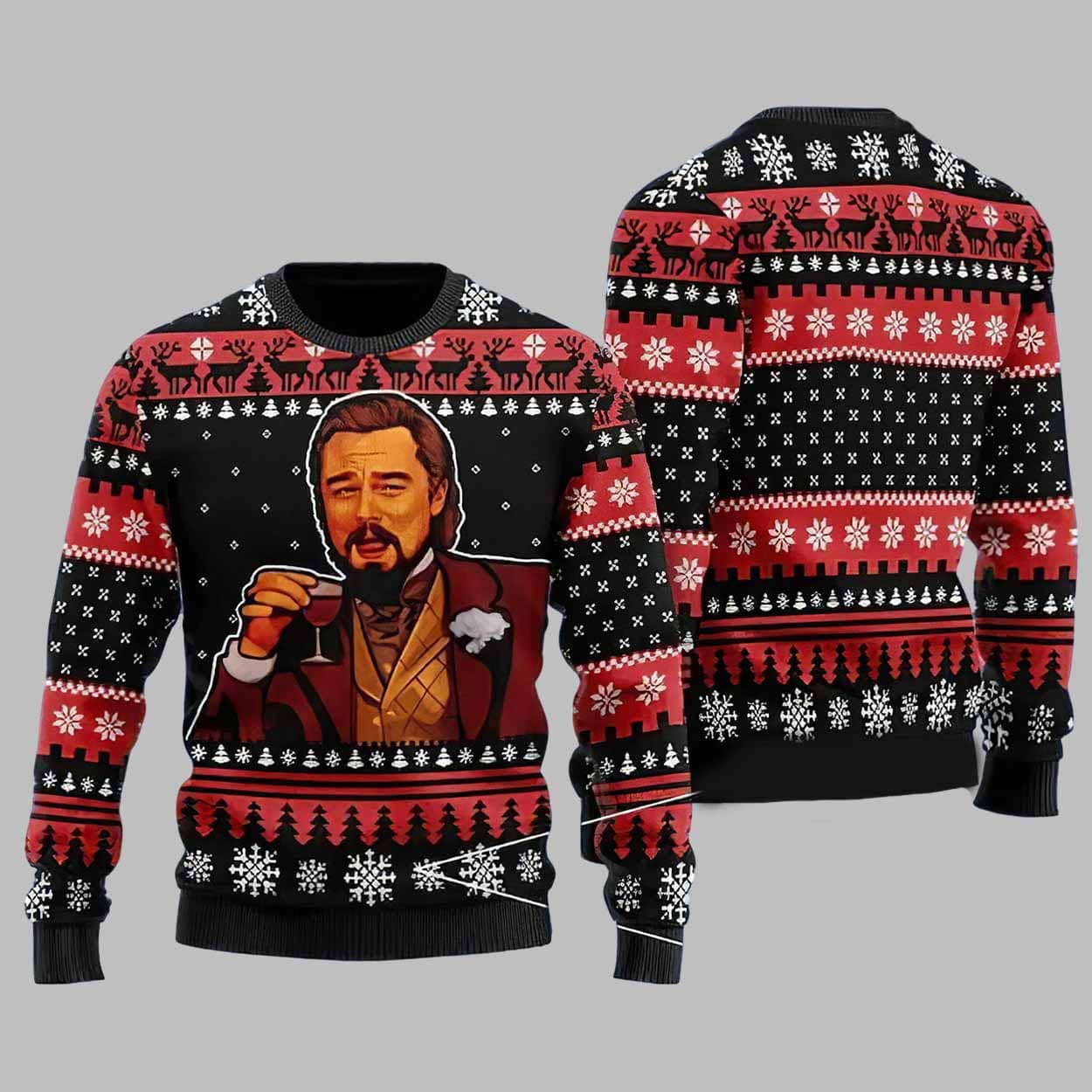Retro Leonardo Dicaprio Meme Ugly Christmas Sweater