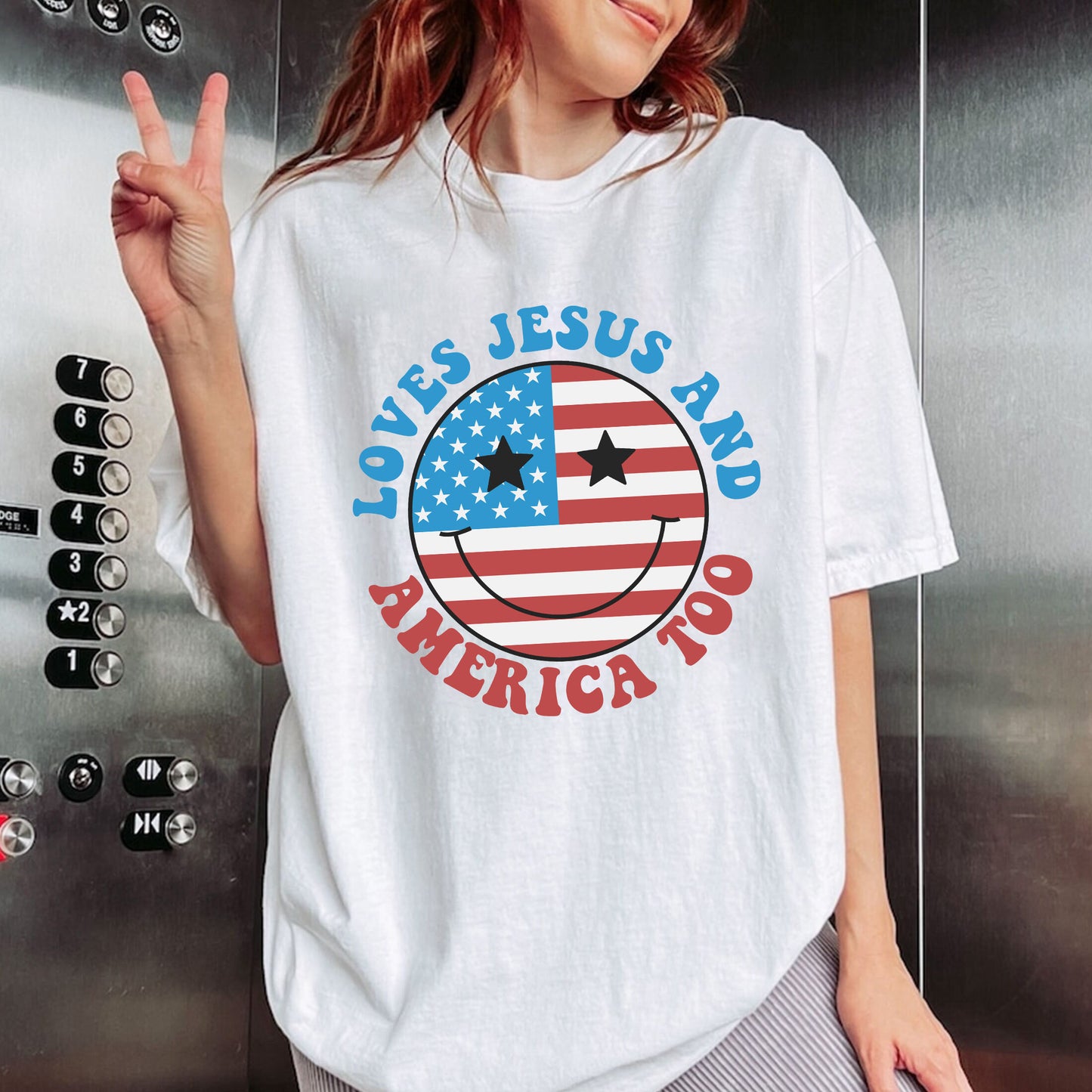 Retro 4th Of July T-shirt, Loves Jesus And America Too, Fourth Of July Shirt, Independence Day Tee, USA Shirt, Patriotic Tee Shirt