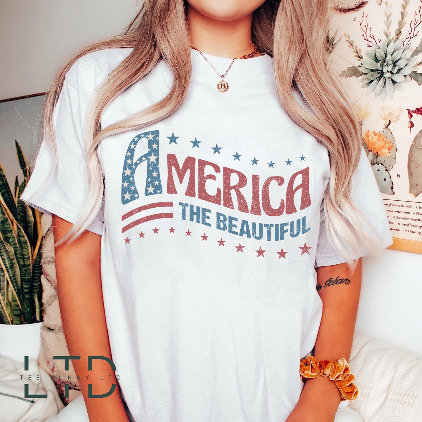 Léine Retro America, Meiriceá An Álainn, Léine 4 Iúil, Ceathrú Iúil, Bronntanas Patriotic USA, Tee Grafach Trendy