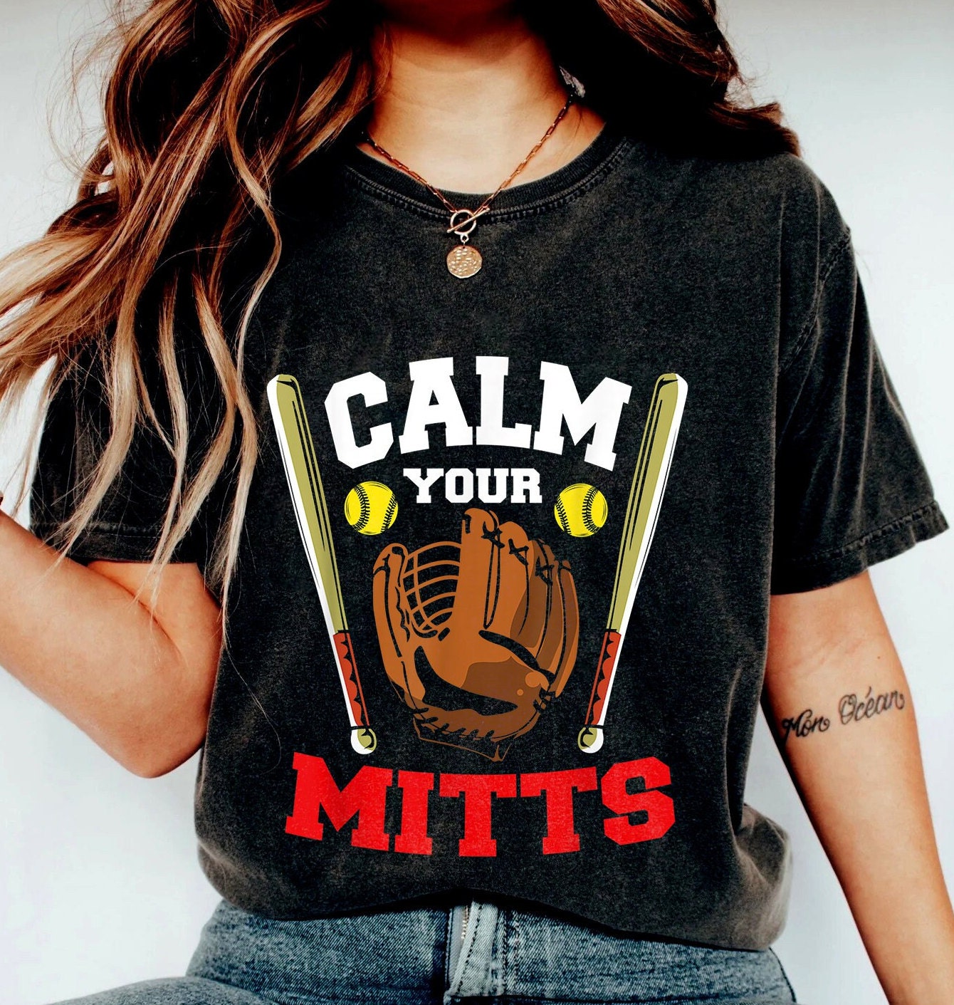 Tee Retro Baseball, Socair Do Mitts T-léine baseball, Léine baseball, Léine Mam baseball, Mamaí baseball, T-léine baseball